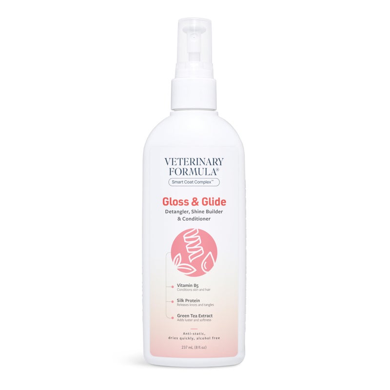 Veterinary Formula Smart Coat Complex Gloss & Glide Detangler, 8 Fl oz â€“ Shine Builder, Conditioner Spray for Dogs â€“ Quickly Detangles Matted Hair â€“ with Silk Protein and Antioxidants - Image 1